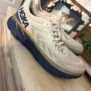 Hoka One One Cream and Black Sneakers